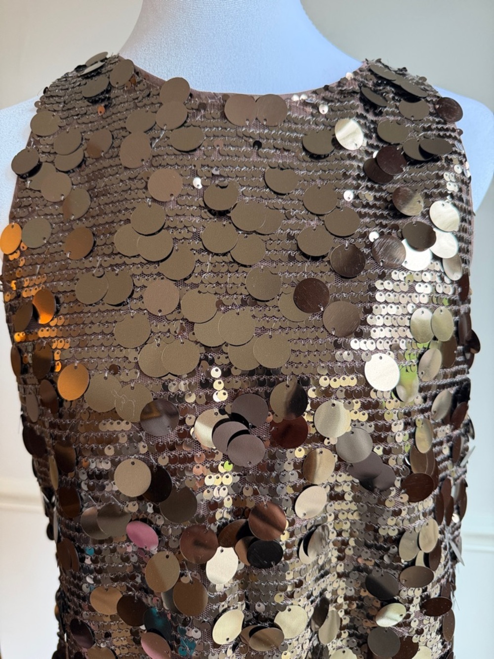 LOFT Brown Gold Sequin Party Top sleeveless size small NWT - Picture 3 of 7